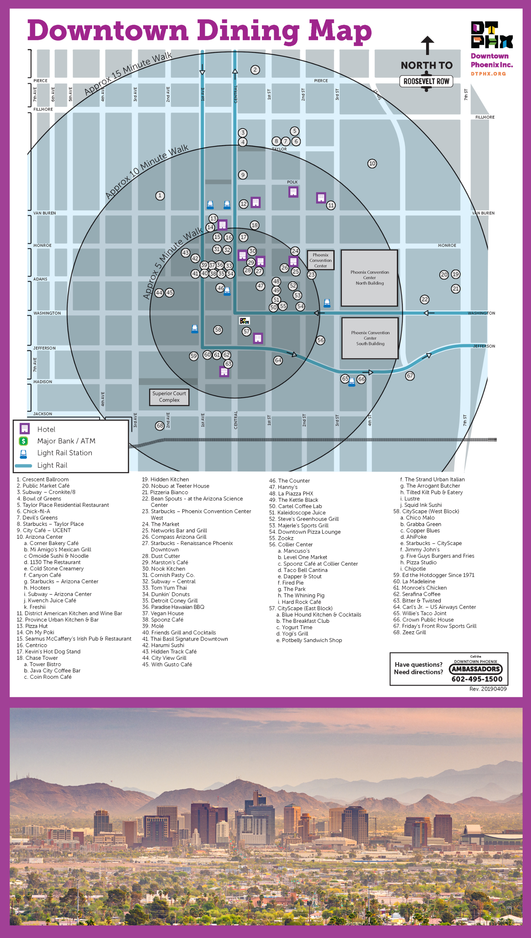 Downtown Phoenix Dining Map