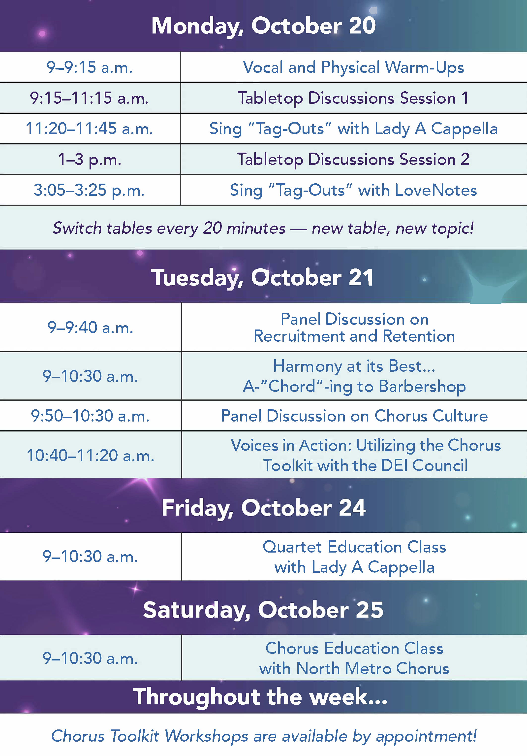 Education Schedule of Events