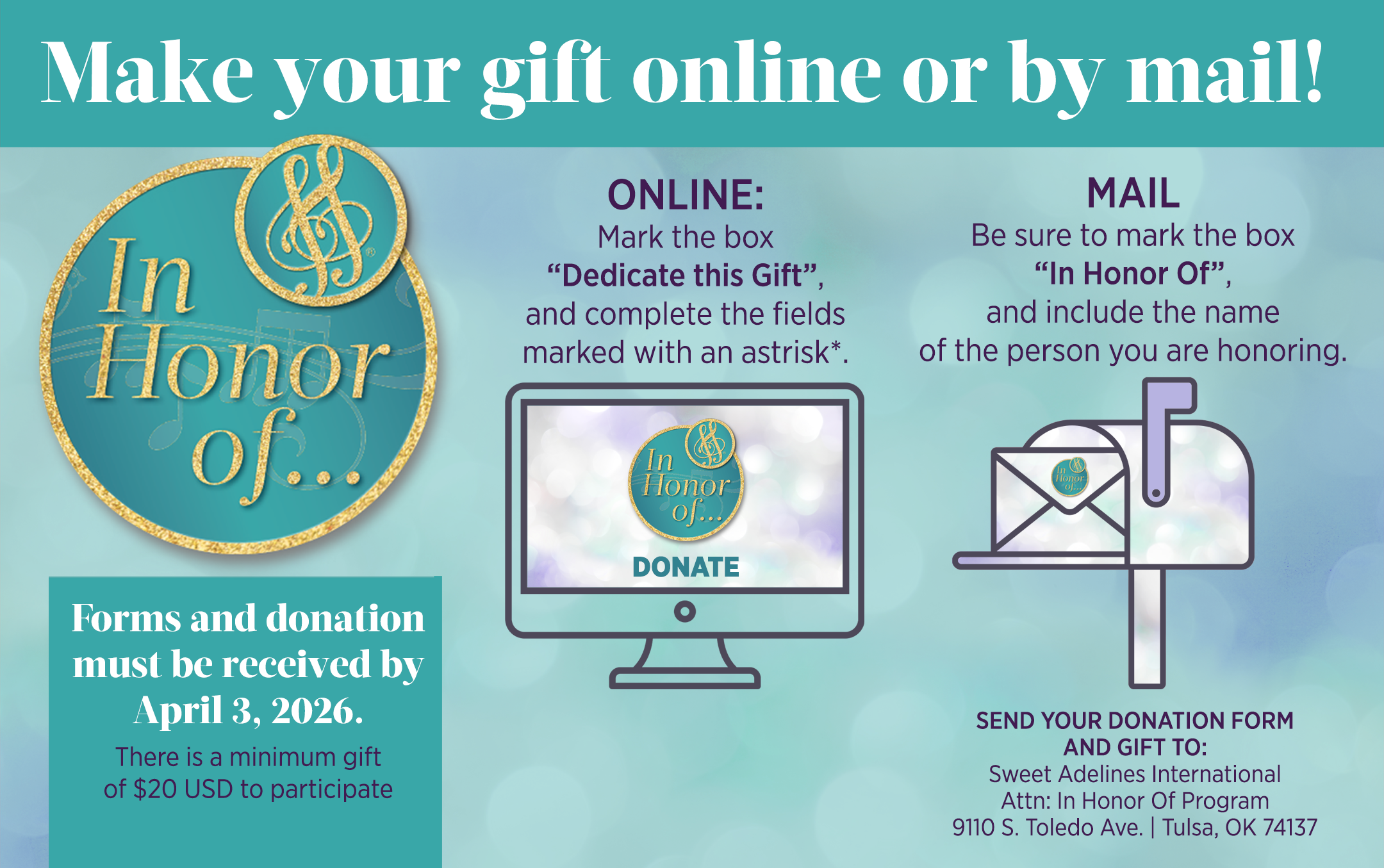 In honor of program how to give