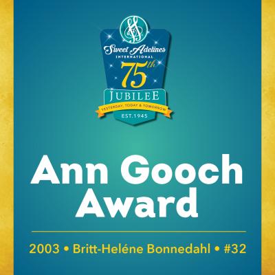 Britt-Heléne Bonnedahl, 2003 recipient of the Ann Gooch Award