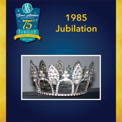 Take a closer look at the 1985 crown, worn by Jubilation.